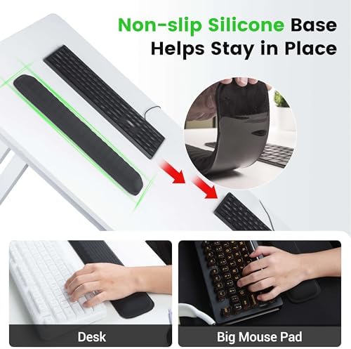MEKASS Ergonomic Mouse Wrist Rest, Premium Memory Foam Mouse Wrist Pad Support Relieve Wrist Pain for Long Hours of Work, Gaming (Classic Black