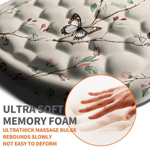 Ergonomic Joint Wrist Support Mouse Pad with Memory Foam Cushion Massage Bump, Carpal Tunnel Pain Relief Mousepad Slope Design for Wrist Rest, 11.8x7.9 in, Butterfly Hummingbird