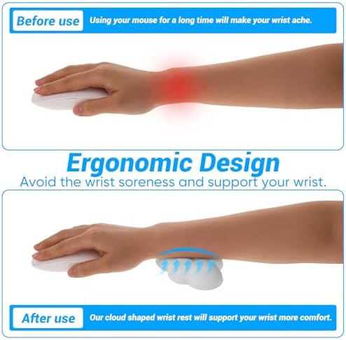 Dimeho Cloud Wrist Rest Cushion for Mouse Ergonomic Soft Gel Hand Support Pad Ergonomic Anti-Slip Comfortable Mat Supplies for Office School Home Laptop Computer Mouse