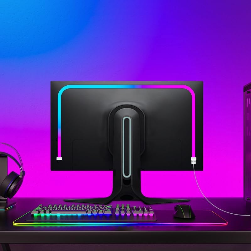 Monitor LED Backlights, LED Strip Light Sync with Screen Color/Music, Computer Light Bar Behind Screen, for PC/Mac, LEDs for Desk Gaming, USB Interface,Software Control (32 inch)