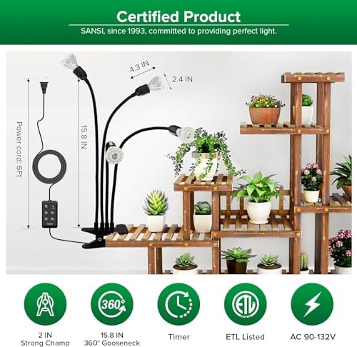 SANSI LED Grow Lights for Indoor Plants, Lifetime Free Bulb Replacement