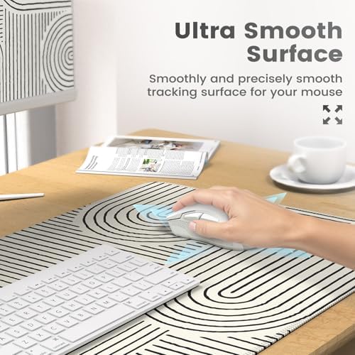 iCasso White Desk Matt for Desktop, Cute Desk Pad Mat, White