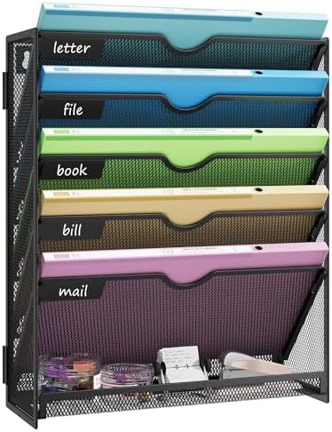Hanging Wall File Organizer 6-Tier Wall Mount Mail Organizer