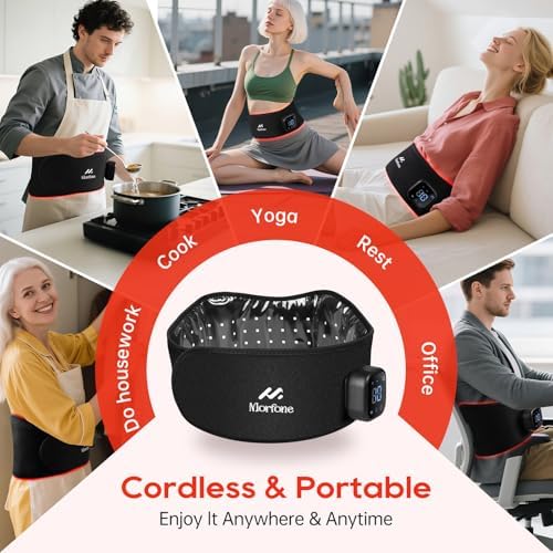 Cordless Red Light Therapy Belt for Body with Heat Vibration 660nm & 850nm