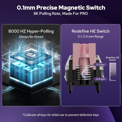 Redragon K580 Wired RGB Hall-Effect Magnetic Gaming Keyboard, Media Wheel