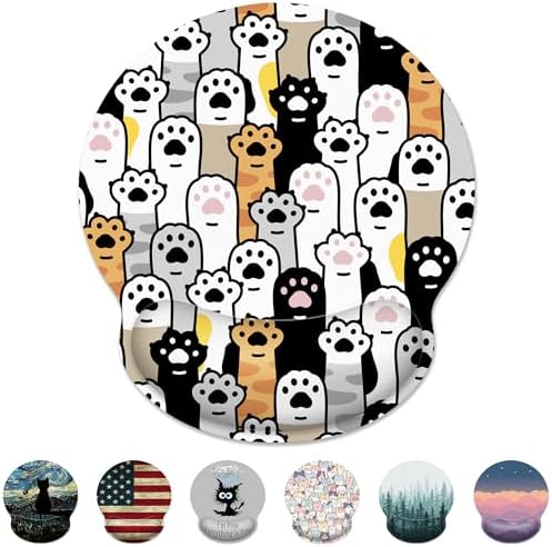 Cute Cat Paws Ergonomic Mouse Pad with Wrist Rest for Desk Work Office