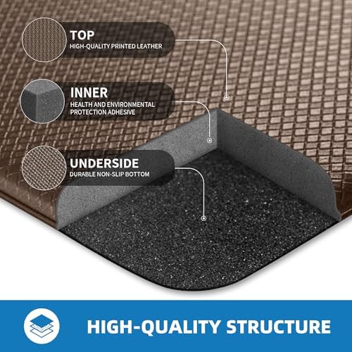 Kitchen Mats for Floor, Extra Long Anti-Fatigue Kitchen Rug, Brown