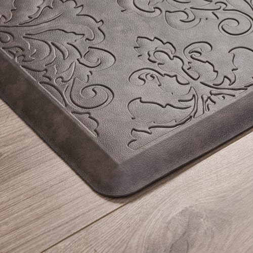 Chef Gear - Anti-Fatigue Wellness Kitchen Mat - Marni Design - Cushioned Comfort Chef Mat - Faux Leather - Cooking & Standing Relief -Skid-Resistant - Set of 2-17.5"x 60"/ 17.5"x28"- Mocha