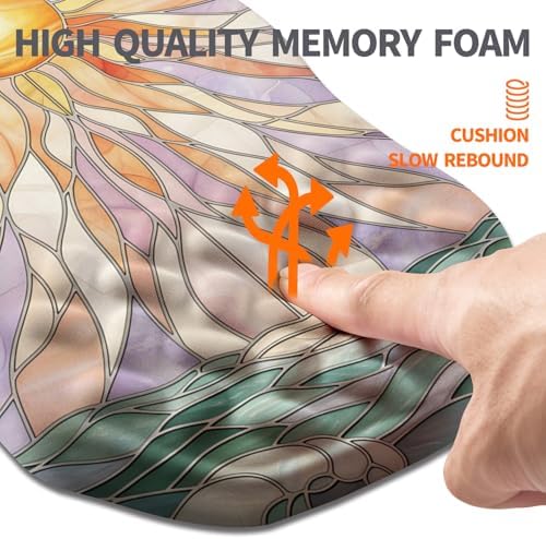 Ergonomic Slope Mouse Pad Wrist Support, Wrist Rest Mousepad for Carpal Tunnel Pain Relief with Massage Bulge and Slow Rebound Memory Foam (12x8 inch, Sun God)