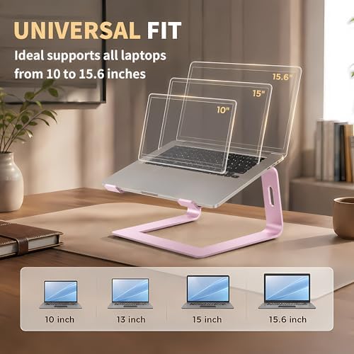 Orionstar Ergonomic Laptop Stand, Aluminum Riser, 10-15.6",Pink