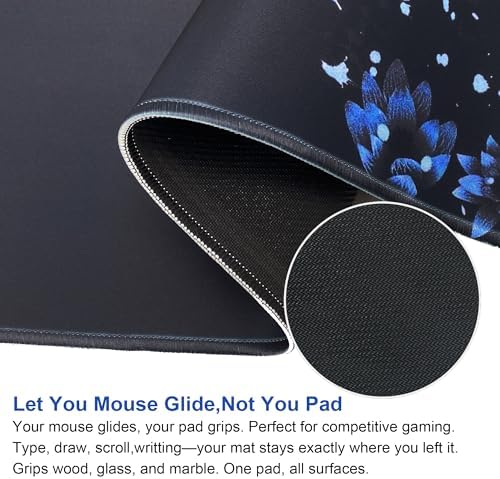 Large Gaming Mouse Pad-70x30 Blueflower