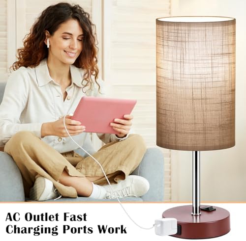 ZJOJO Bedside Table Lamp Set of 2, 13.8" Small Lamp for Bedroom Nightstand
