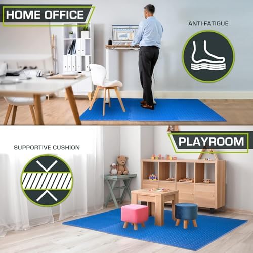 ProsourceFit Exercise Puzzle Mat ½-inch, EVA Interlocking Foam Floor Tiles for Home Gym, Workout Equipment, Kids Play Areas, Blue, 144 SQ FT - 36 Tiles