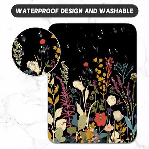 Small Mouse Pad, Mini Mouse Pad 6 x 8 Inch, Thick Rubber Waterproof Mouse Mat, Cute Mousepad for Women Men Wireless Mouse Laptops Home Office, Beautiful Flowers and Plants