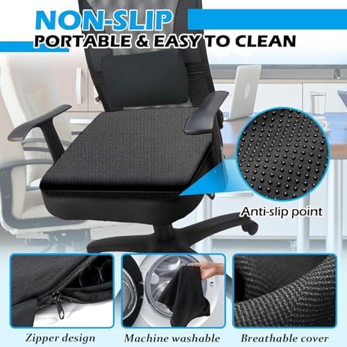 Gel Seat Cushion for Long Sitting Pressure Relief(Super Large & Thick) - Gel Cushions for Office Chairs - Tailbone Pain Relief Cushion, Sciatica & Back Support, Wheelchair Cushions & Car Seat Cushion
