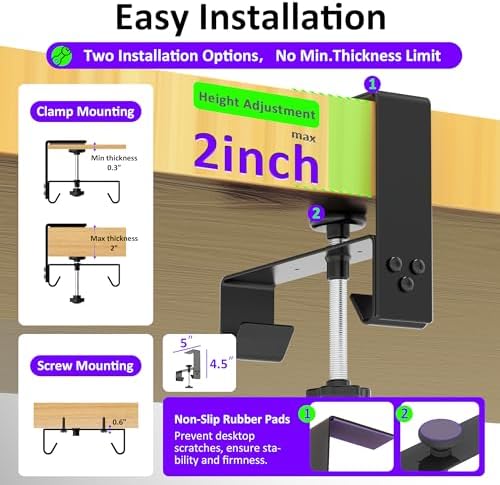 Under Desk Cable Management Tray - Under Desk Cord Management - Clamp/Screw Mount - Fabric Wire Management - Cable Raceways Tray Cord Hiders for Office/Home (Black, 28.6×5.6")