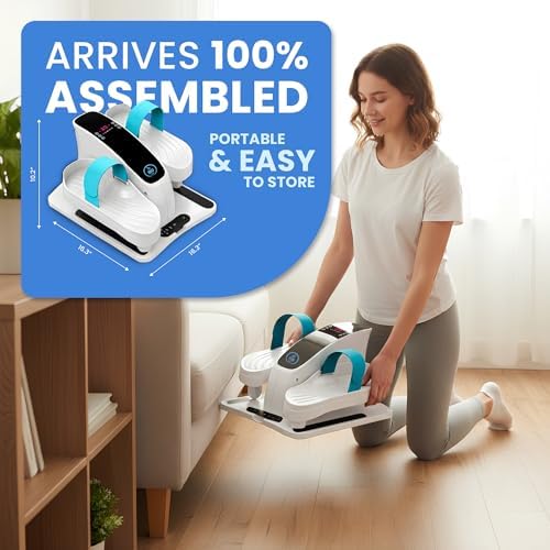 Under Desk Elliptical Machine, Electric Leg Exerciser for Seniors & Adults, Quiet Portable Seated Pedal Exerciser with Remote Control, LCD Display, 12 Speed Auto & Manual Modes