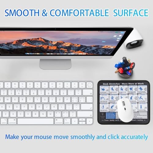 Desk Stretches Mouse Pad, Office Posture Exercise Guide Desk Mat, Non-Slip Smooth Mousepad for RSI Relief Remote Workers Gamers