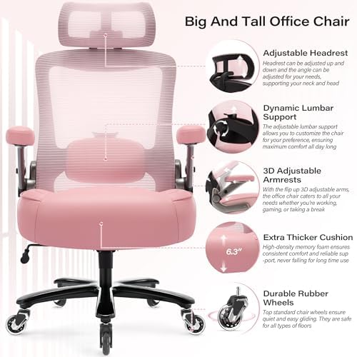 600lbs Big and Tall Office Chair, Heavy Duty Executive Computer Desk Chair