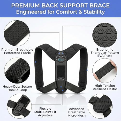 Posture Corrector for Women and Men - Back Brace for Rounded Shoulders & Upper Back Support - Breathable Shoulder Brace for Computer Work&Desk Job,Invisible Under Clothes, Large(Chest Size 33-50")
