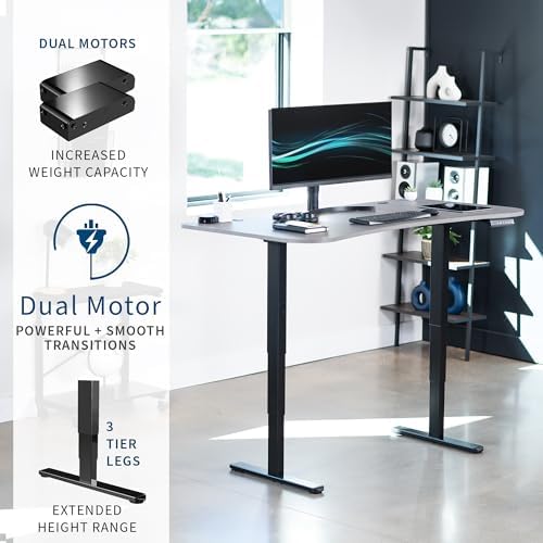 VIVO Dark Gray 63 x 32 in Standing Desk, DESK-KIT-2B1G