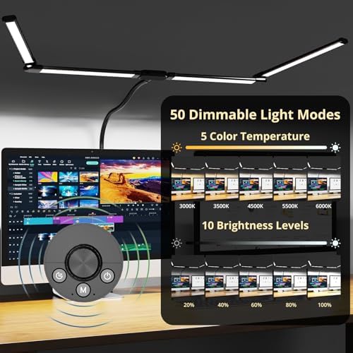Desk Lamp, 24W Flexible Gooseneck Table Lamp with a Timing Function