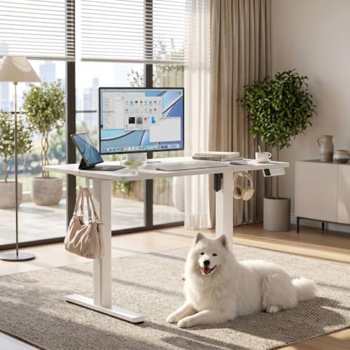 Claiks Electric Standing Desk, 40x24 Inch, White