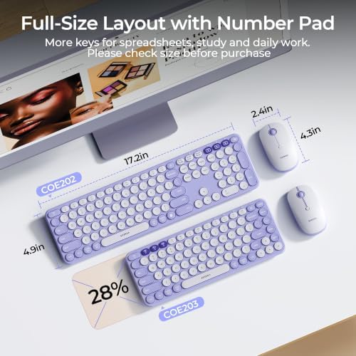 seenda COE202 Bluetooth Keyboard and Mouse Combo for Mac, Lilac Purple