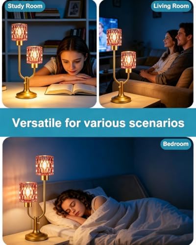 Lightdot Bedside Table Lamps Set of 2 Dimmable Vintage Lamp for Bedroom