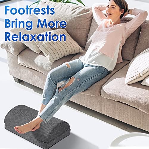 CushZone Foot Rest,Desk & Gaming Accessories,Foot Rest for Under Desk at Work,Comfortable Footrest with 2 Adjustable Heights & Removable Cover, Office Desk Accessories（Gray） (Pack of 2)
