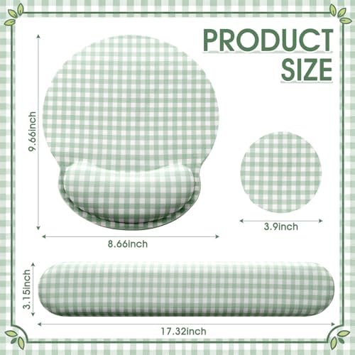 Tellegloww 3 Pcs Wrist Rest Set for Mouse Pad Keyboard, Green