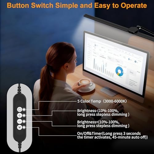 CHARYJOD LED Desk Lamp for Office Home, Architect Desk Light with Clamp