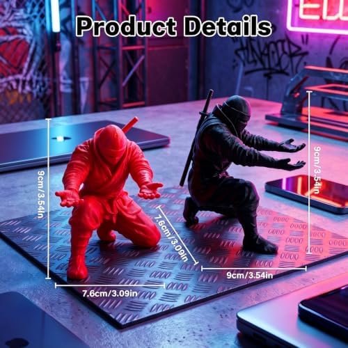2PCS Ninja Pen Holder for Desk, 3D Printed Ninja Warrior Samurai Pen Holder for Men with Sword and Weapon Accessories, Creative Desk Accessories for Office Home Classroom