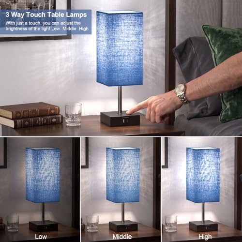 Bedside Table Lamps for Bedroom Touch Nightstand Lamp with USB C+A