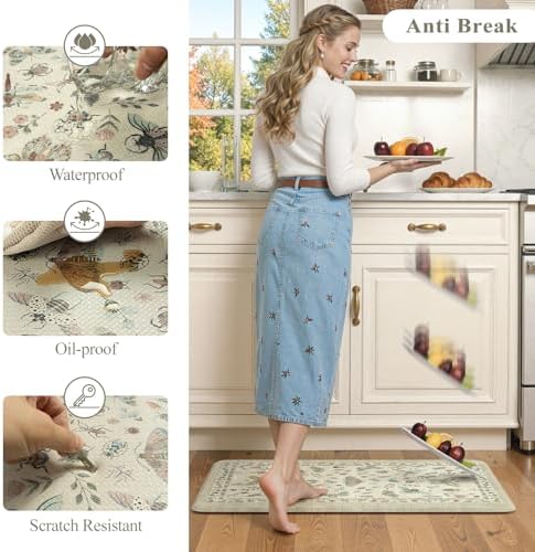 LEEVAN Anti Fatigue Kitchen Mats for Floor, Cushioned Kitchen Mat Set 2PCS