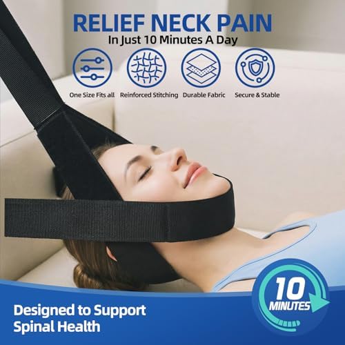 Y Neck Strap Traction Device for Pain Relief, Cervical Neck Stretcher with Comfort Handle and Chin Strap, Spine Chiropractic Decompression Tool