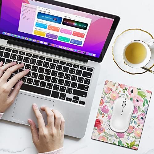 Small Mouse Pad Cute, Mini Mouse Pads for Wireless Mouse and Laptop, Travel Mousepad with Designs - Colorful Floral, Portable Mousepads - 5.5 x 7 in, Desk Decor for Women