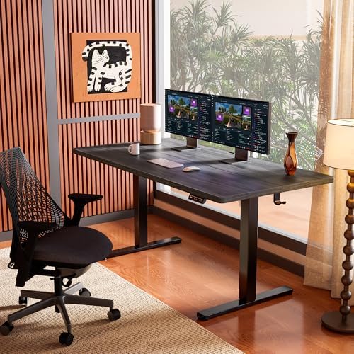 ErGear Height Adjustable Electric Standing Desk, 55 x 28 Inches Sit Stand up Desk, Memory Computer Home Office Desk, Grey