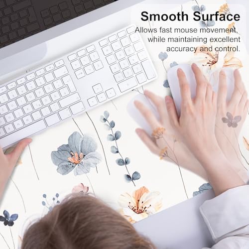 QIYI PU Leather Large Mouse Pad, Waterproof Desk Mat, 31.5" x 15.7", Sprigs