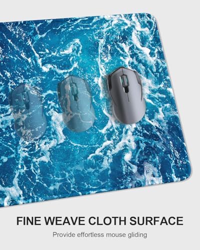 Auhoahsil Large Mouse Pad with Wrist Rests for Keyboard & Mouse, Thick Soft Ergonomic Memory Foam Wrist Supports, Big & Long Desk Mat 35.5 x 15.7 in, for Office Gaming Computer, Beautiful Ocean