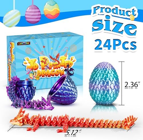 24pcs 3D Printed Dragon Eggs, Articulated Fidget Toys