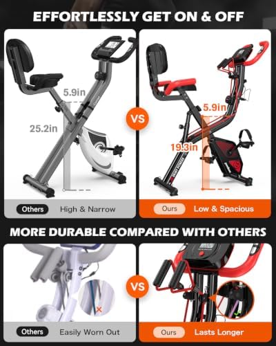 pooboo Folding Magnetic X‑Bike, Upright Exercise Bike for Home Gym
