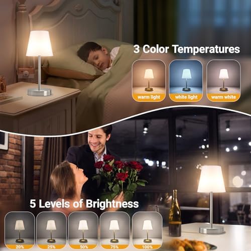 1 Pack Cordless Table Lamp Rechargeable, 10000 mAh Portable LED Battery Operated Lamp with Remote Control, 10 Colors Dimmable Touch Desk Light with Timer for Bedside Night Light Outdoor Patio Camping