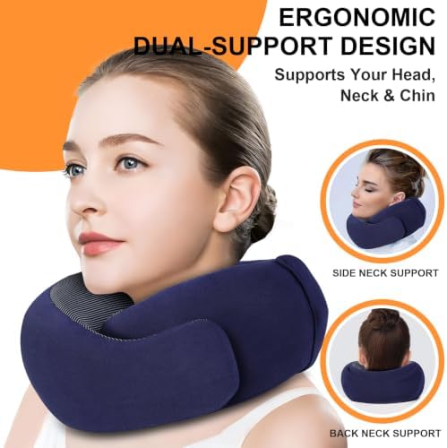 Travel Pillow - Hooded Neck Pillow Airplane Memory Foam Filling
