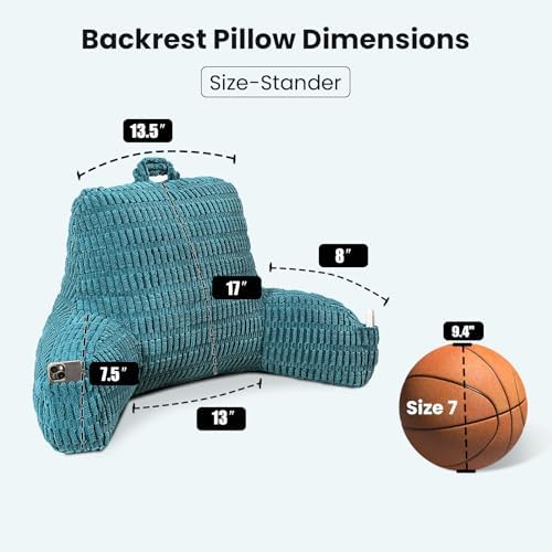 Reading Pillow for Sitting in Bed with Arm,Olive Corduroy,M