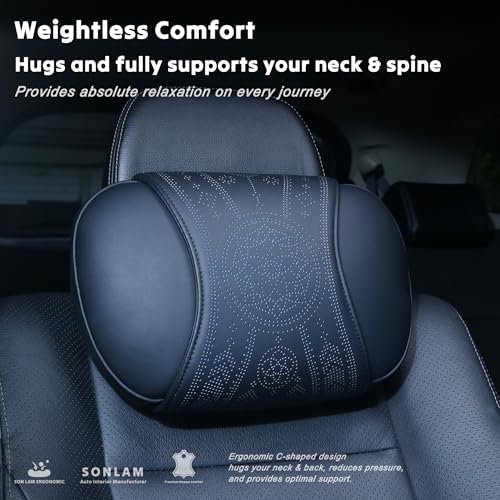 Neck Support Pillow Set for Car & Office Chair - Prosperity & Luck Dreamcatcher - Orthopedic Lumbar & Cervical Pillow for Pain Relief &Posture Correction (Neck Pillows (Black))