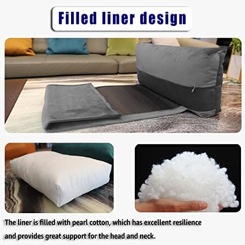 Adjustable Headrest Pillow for Recliners and Armchairs - Non-Slip Velvet Cushion for Neck Support and Pain Relief (Gray)