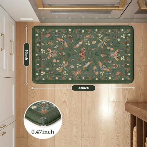 LEEVAN Anti Fatigue Kitchen Mats Non-Slip, Botanical Cushioned Kitchen Rugs