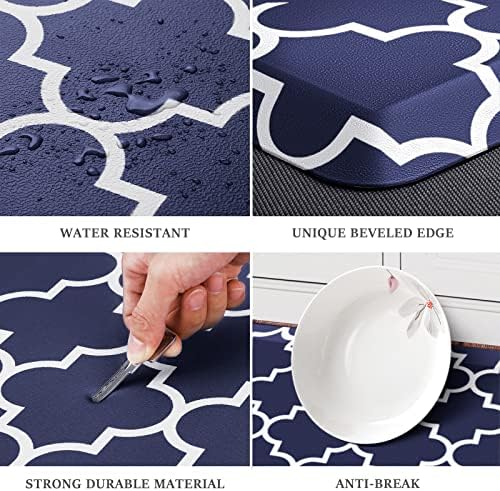 WISELIFE Anti Fatigue Mats for Kitchen Floor, 17.3" x 39", 4/5 Inch, Blue