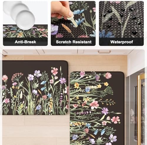 KIMODE Anti Fatigue Kitchen Mats for Floor,Cushioned Farmhouse Kitchen Rugs